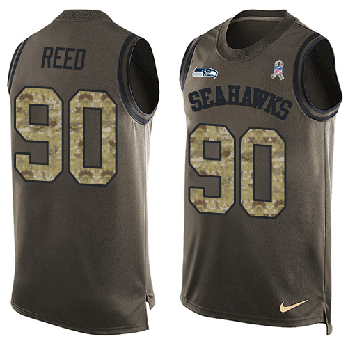 Nike Seahawks #90 Jarran Reed Green Men's Stitched NFL Limited Salute To Service Tank Top Jersey - Click Image to Close